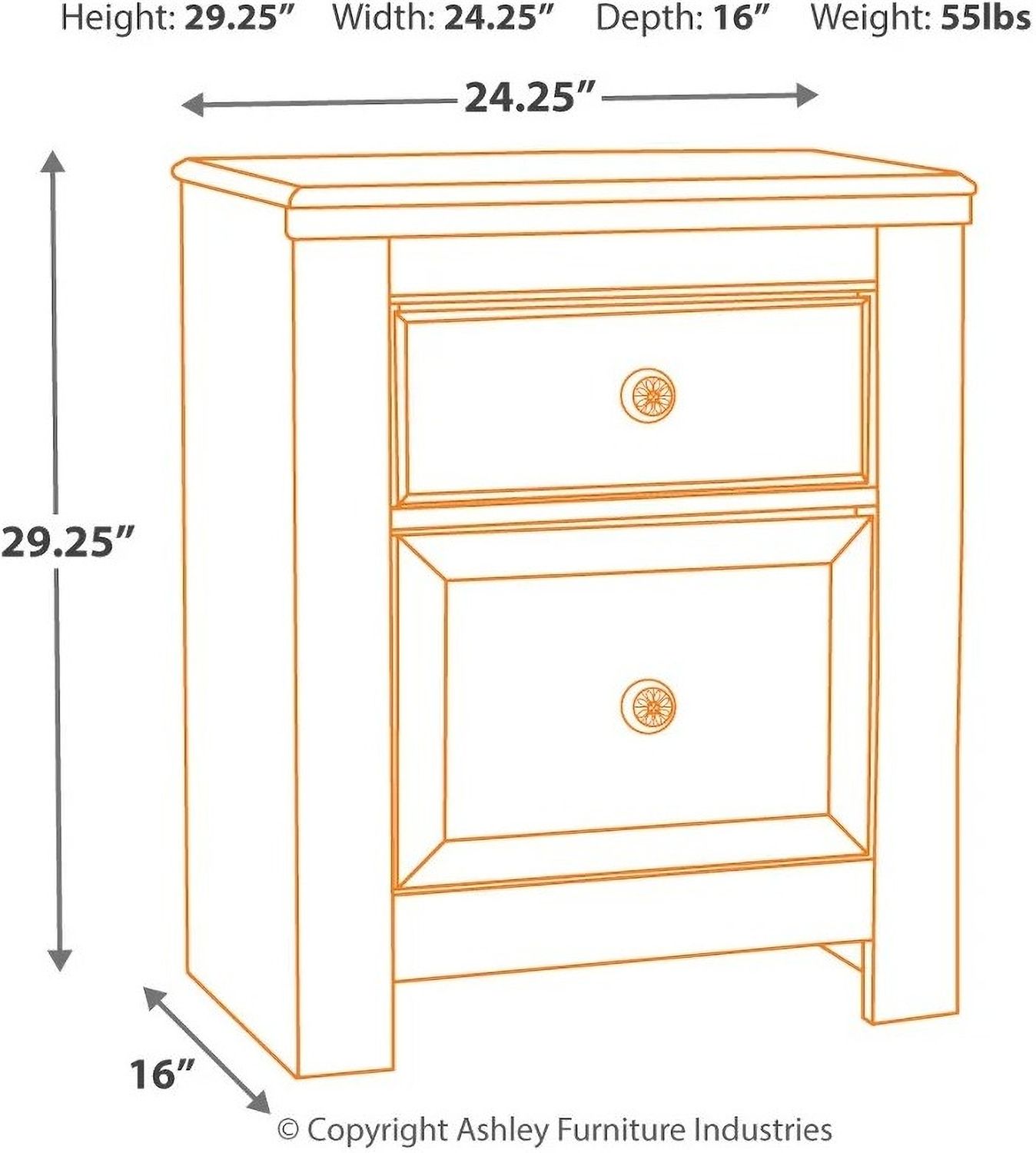 Paxberry Whitewash Two Drawer Nightstand B18192