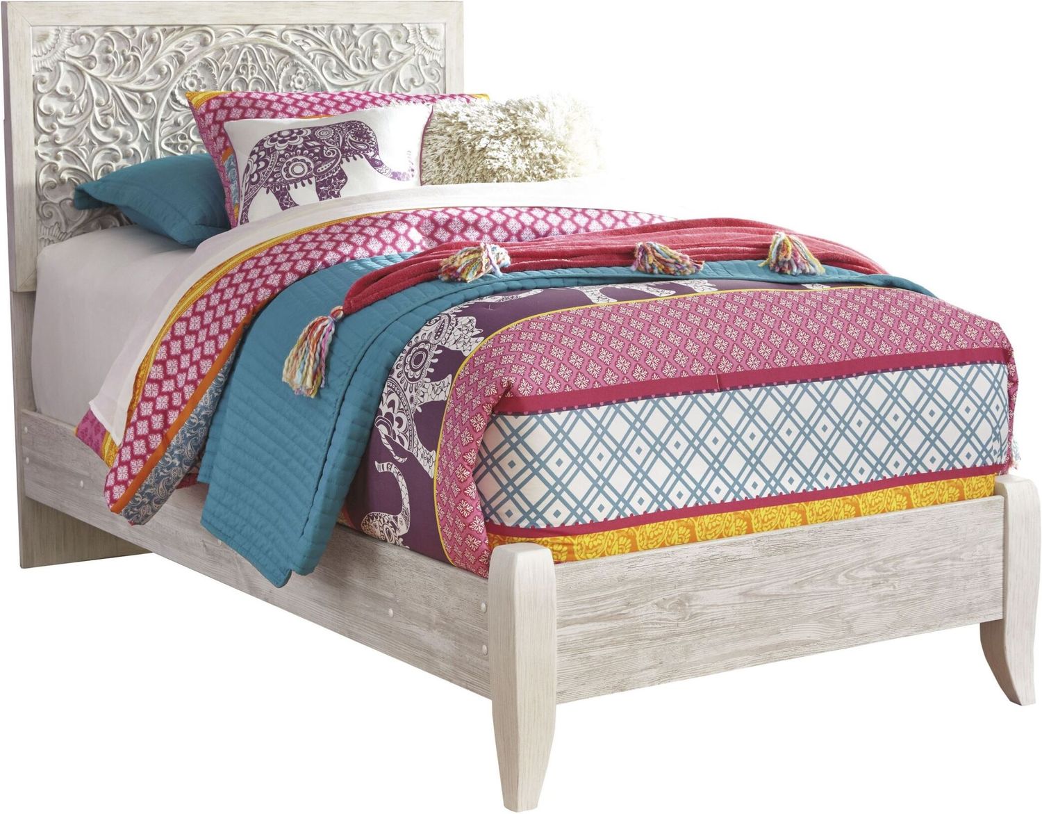 Paxberry Whitewash Twin Panel Bed B181B1