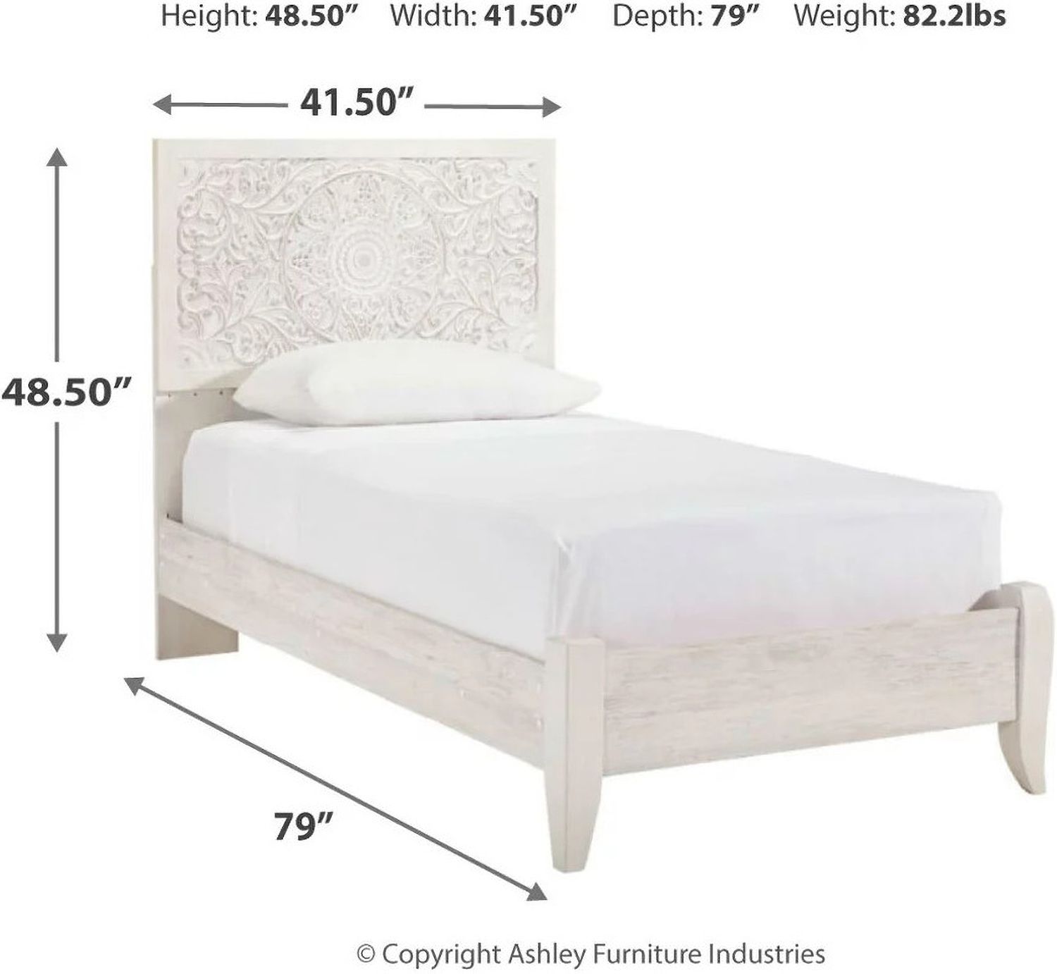 Paxberry Whitewash Twin Panel Bed B181B1