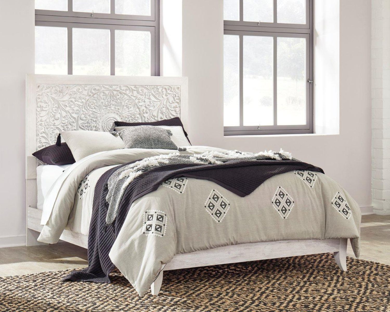 Paxberry Whitewash King Panel Bed B181B10