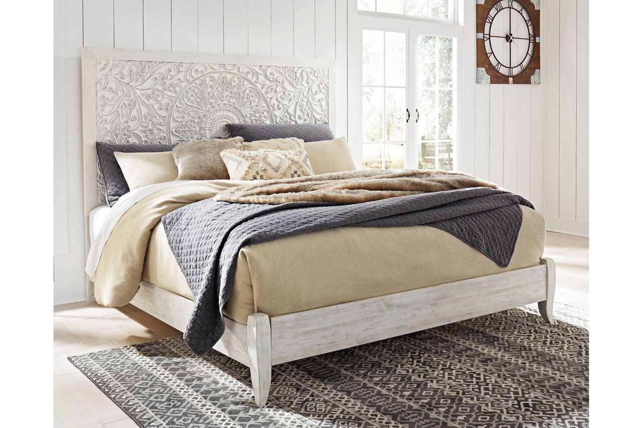 Paxberry Whitewash King Panel Bed B181B10
