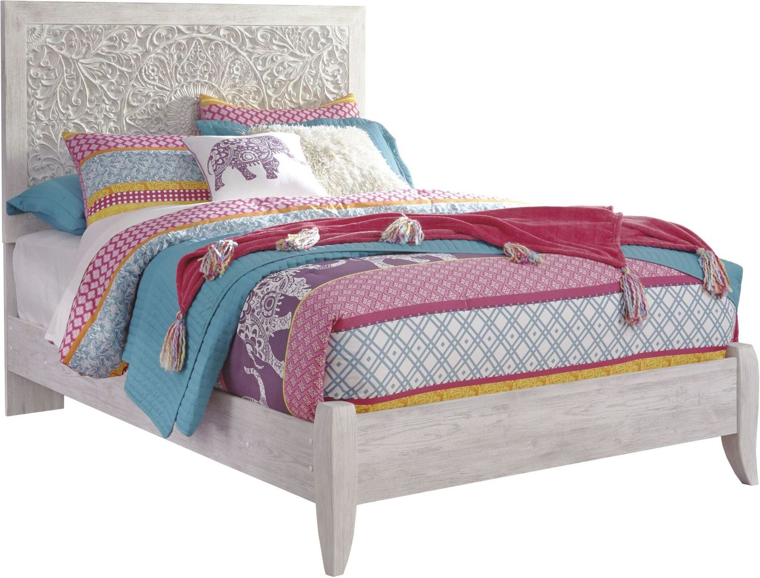 Paxberry Whitewash Full Panel Bed B181B2