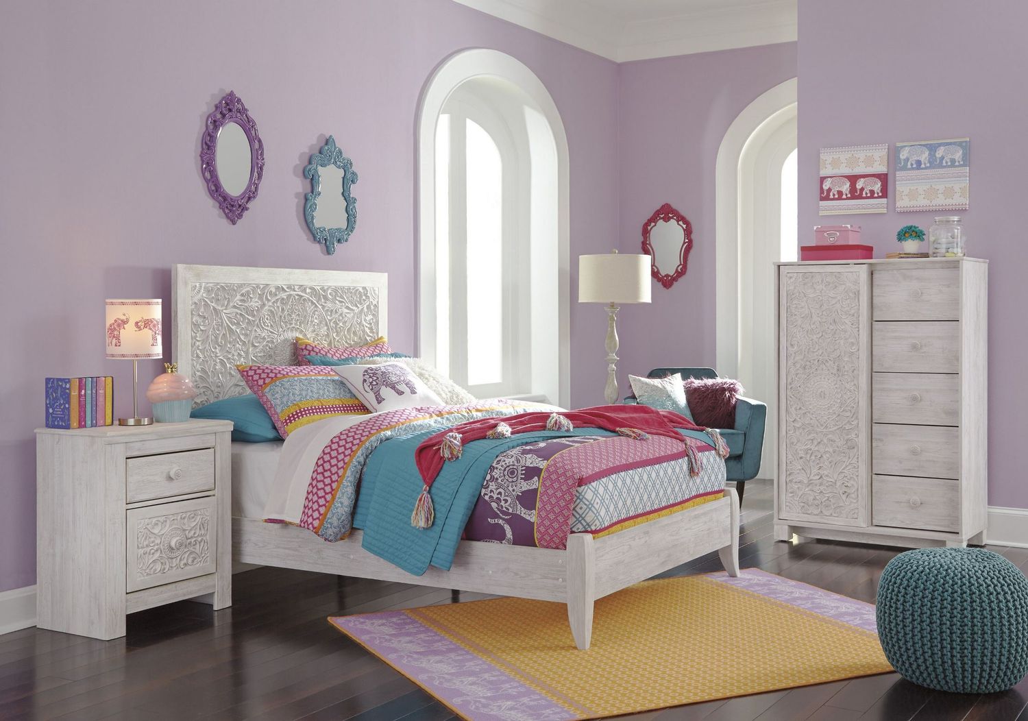 Paxberry Whitewash Full Panel Bed B181B2