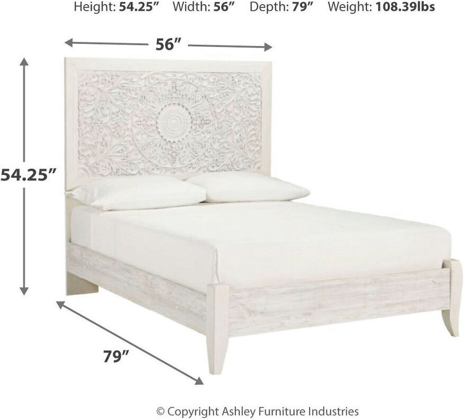 Paxberry Whitewash Full Panel Bed B181B2