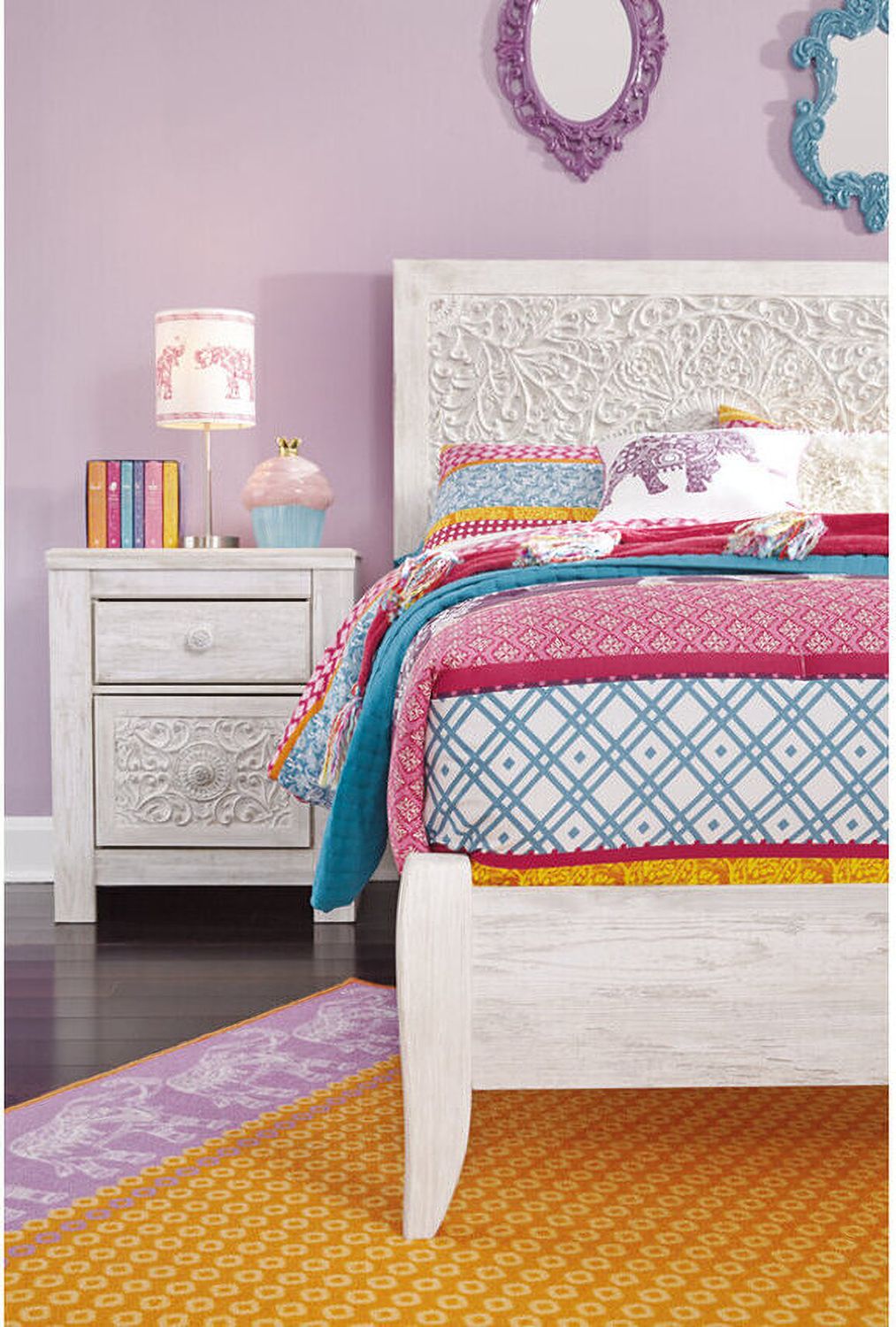 Paxberry Whitewash Full Panel Bed B181B2