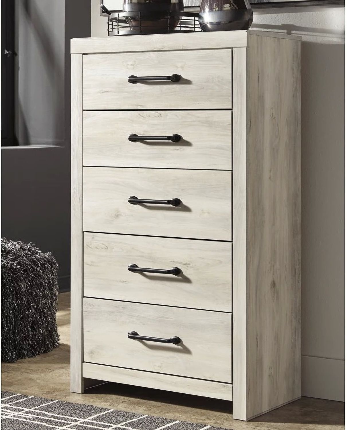 Cambeck White Wash Five Drawer Chest B19246