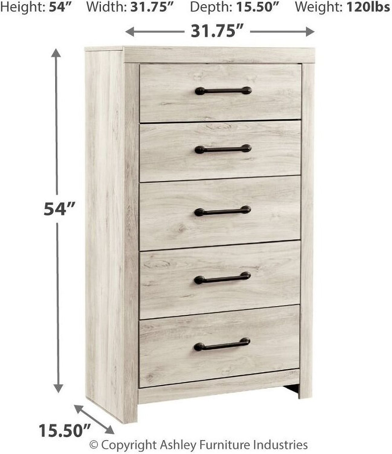 Cambeck White Wash Five Drawer Chest B19246