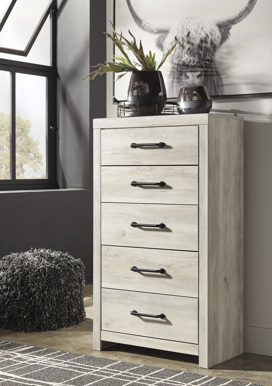 Cambeck White Wash Five Drawer Chest B19246