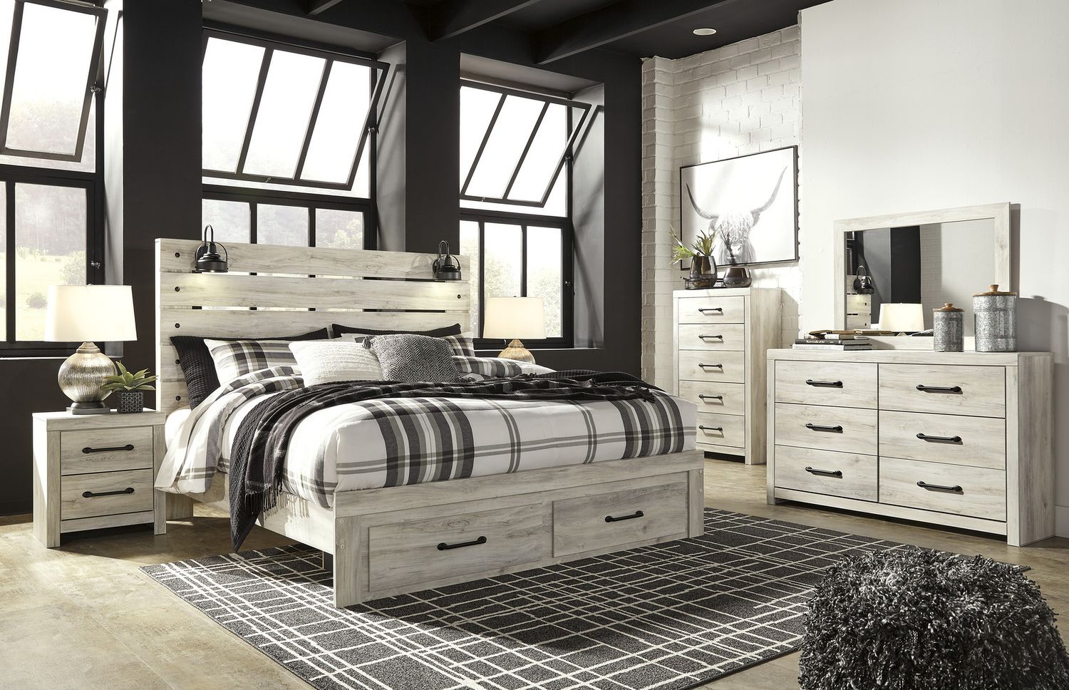 Cambeck White Wash Five Drawer Chest B19246