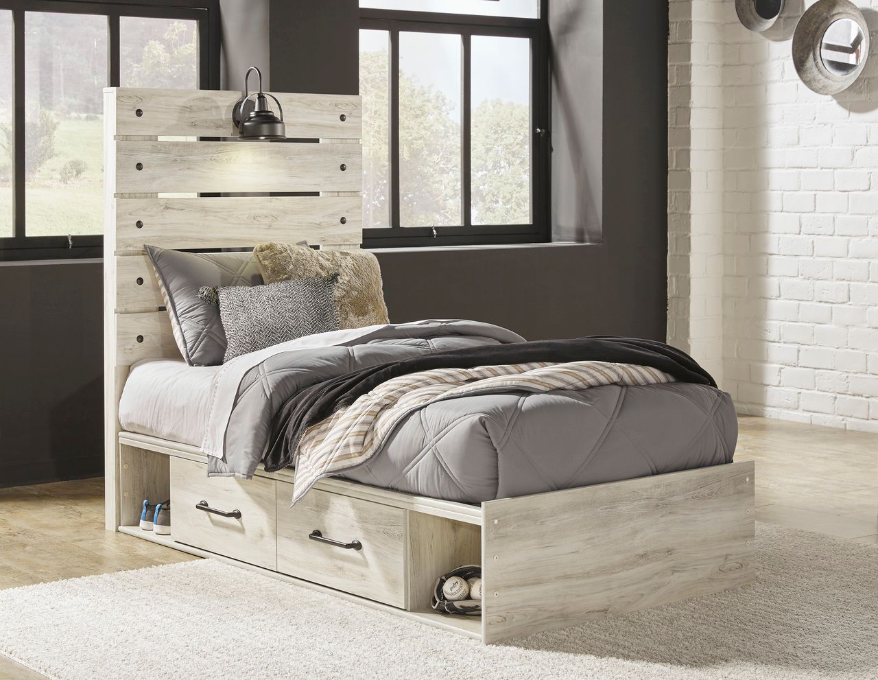 Cambeck Whitewash Twin Panel Headboard Only B19253