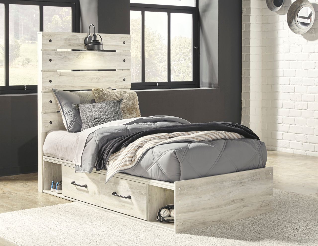 Cambeck Whitewash Twin Panel Headboard Only B19253