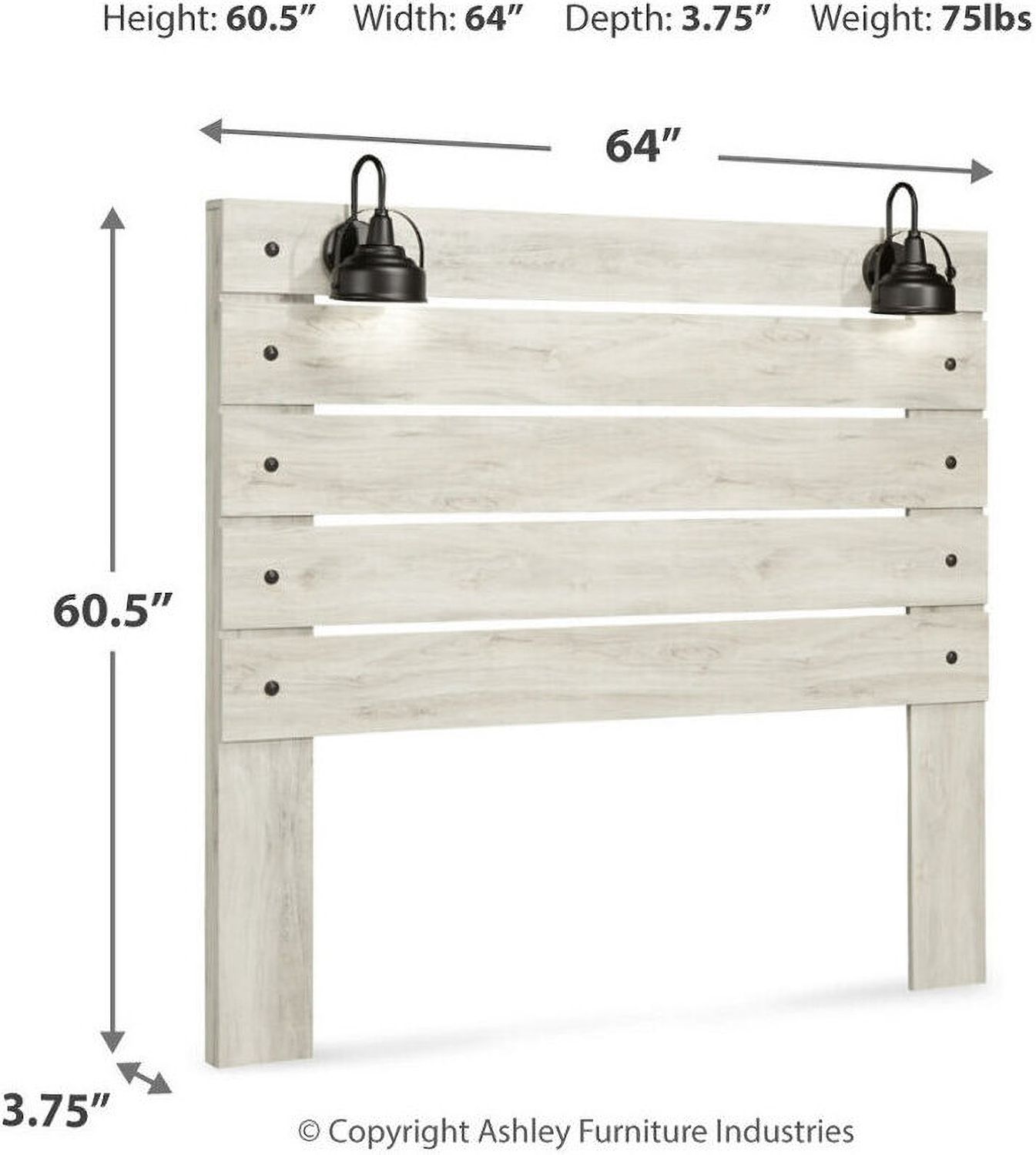 Cambeck White Wash Queen Panel Headboard Only B19257