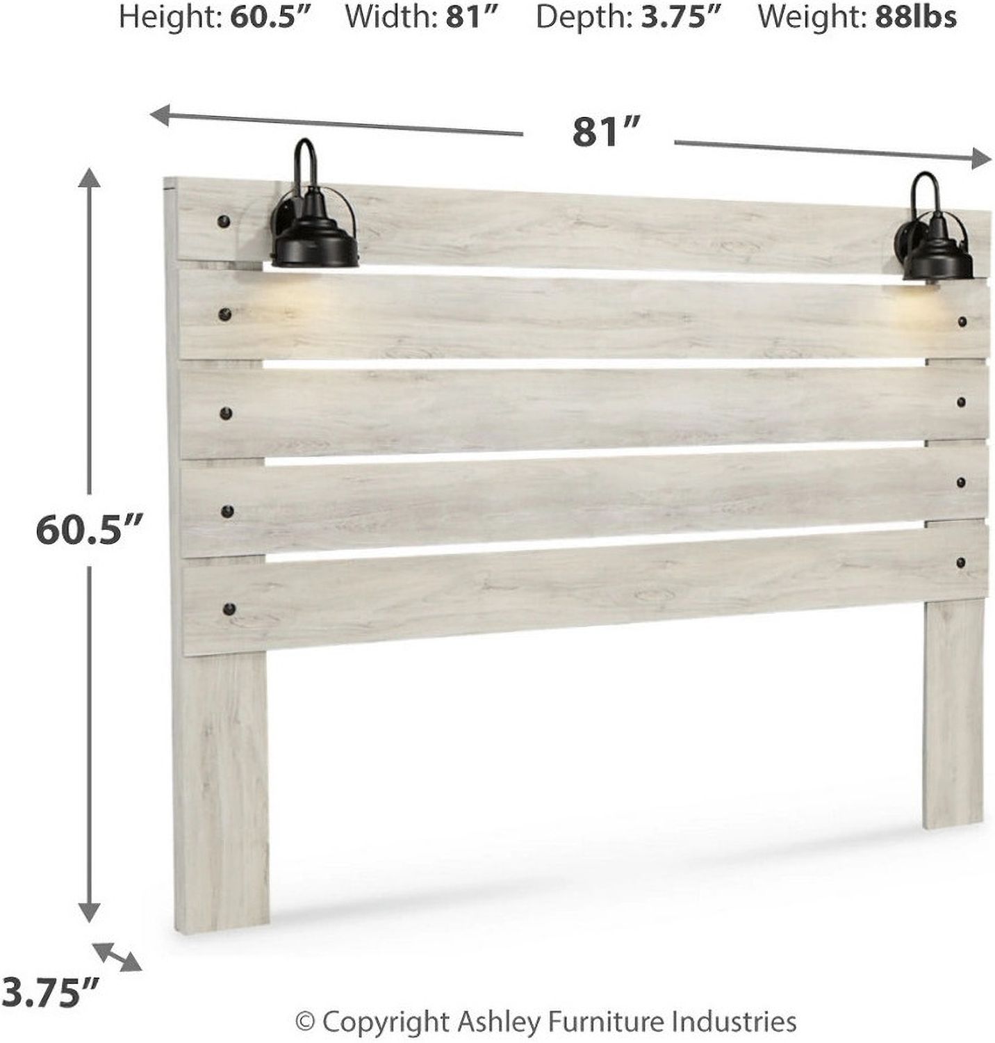 Cambeck White Wash King Panel Headboard Only B19258