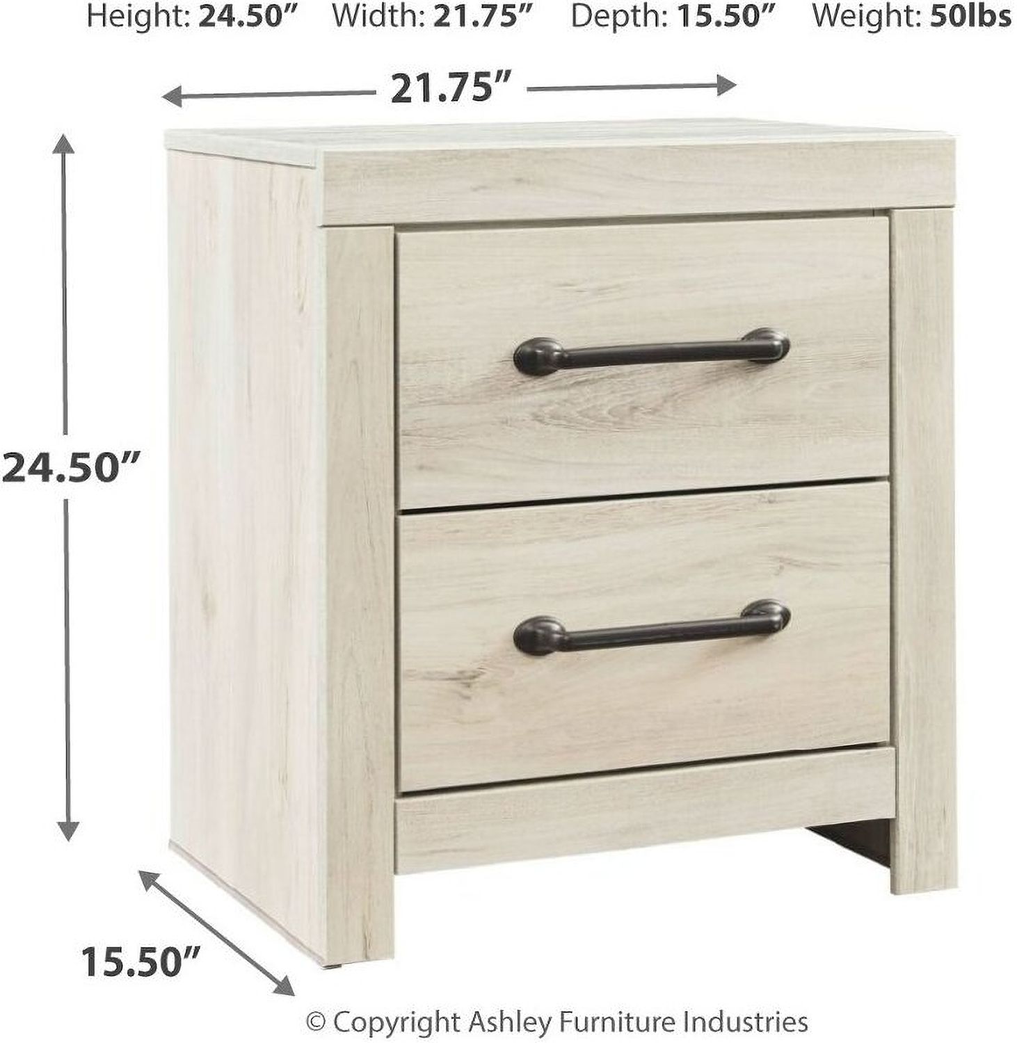 Cambeck White Wash Two Drawer Night Stand B19292
