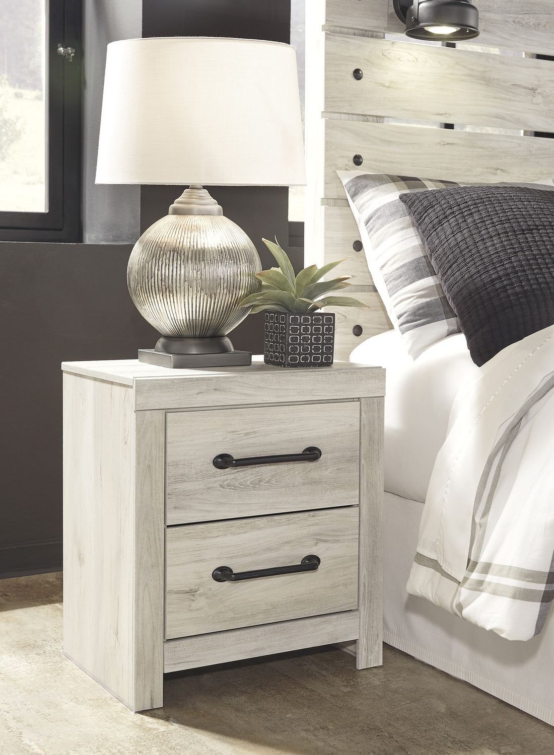 Cambeck White Wash Two Drawer Night Stand B19292