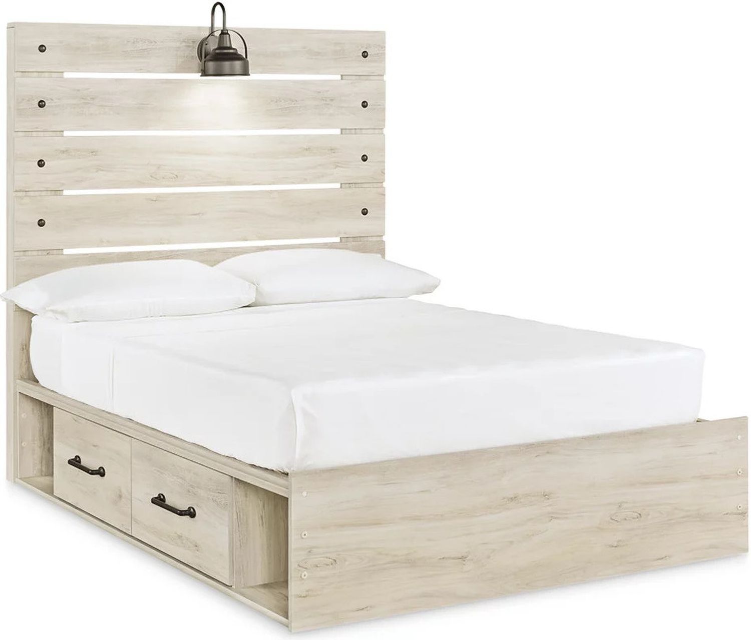 Cambeck Whitewash Full Panel Bed with One Side Storage B192B16