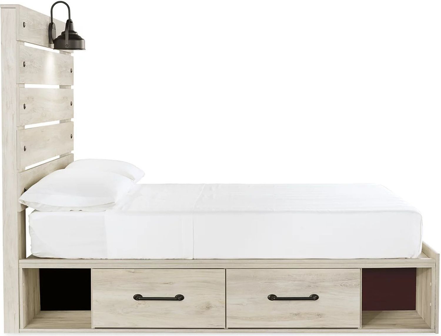 Cambeck Whitewash Full Panel Bed with One Side Storage B192B16
