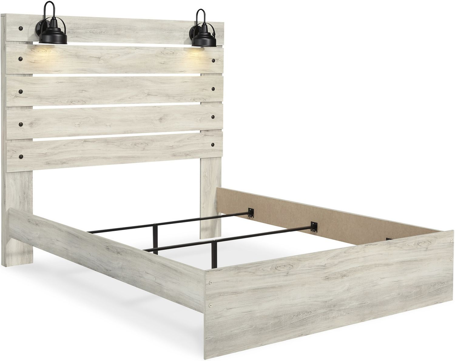 Cambeck Whitewash Queen Panel Bed with One Side Storage B192B17