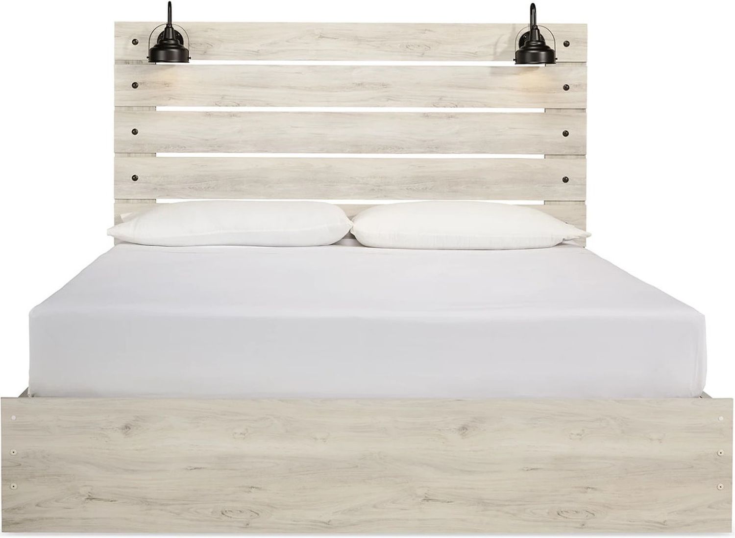 Cambeck Whitewash King Panel Bed with One Side Storage B192B19