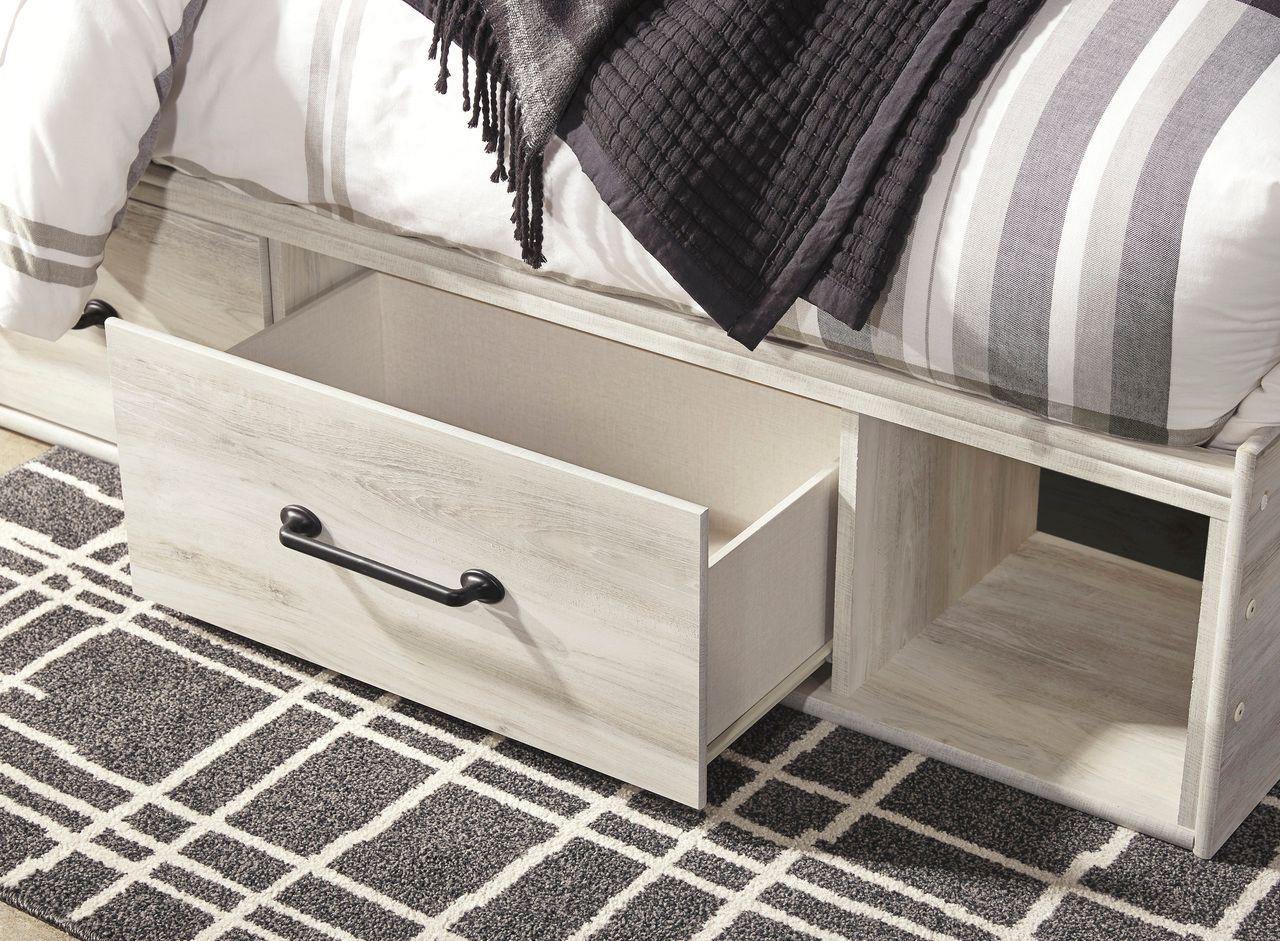 Cambeck Whitewash King Panel Bed with One Side Storage B192B19