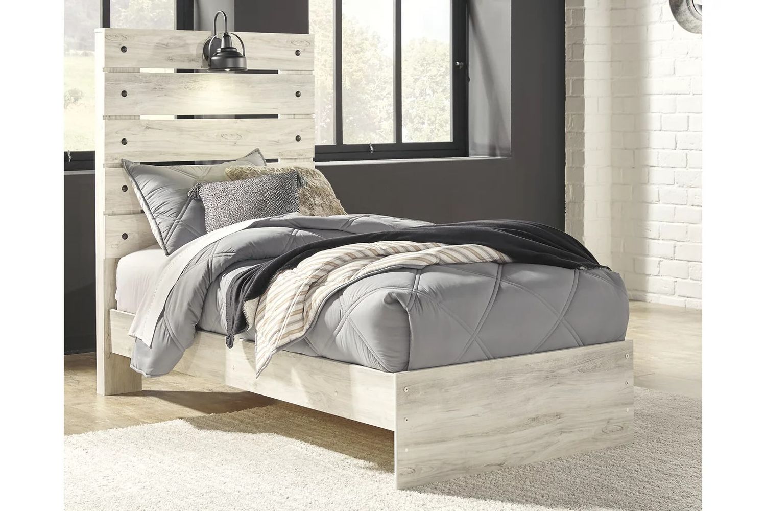 Cambeck Whitewash Twin Panel Bed B192B2
