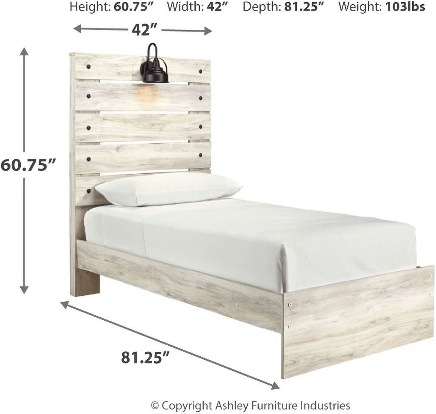 Cambeck Whitewash Twin Panel Bed B192B2