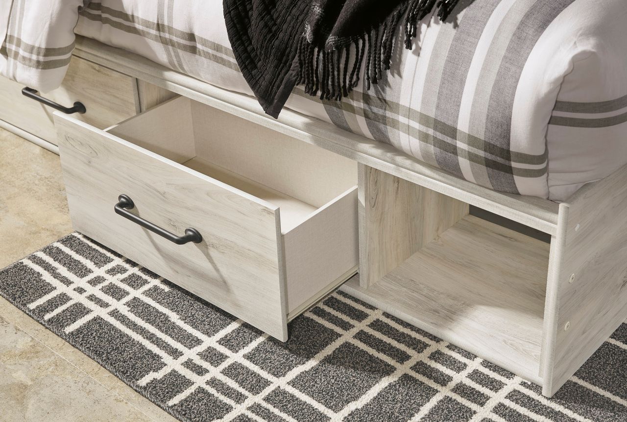 Cambeck Whitewash Queen Panel Bed with Double Underbed Storage B192B24