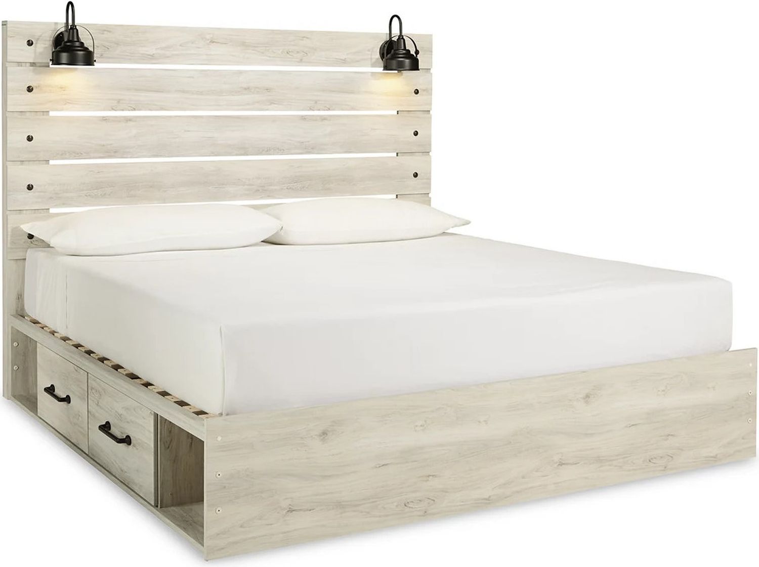 Cambeck Whitewash King Panel Bed with Double Underbed Storage B192B27