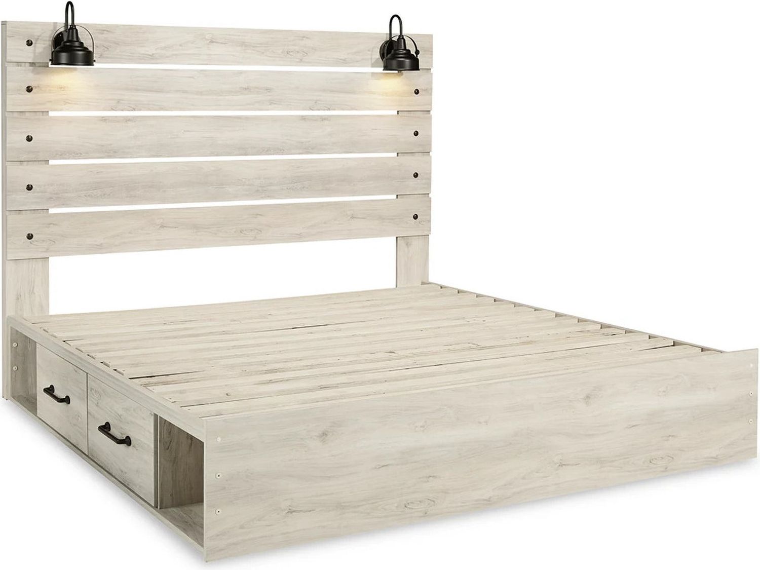 Cambeck Whitewash King Panel Bed with Double Underbed Storage B192B27
