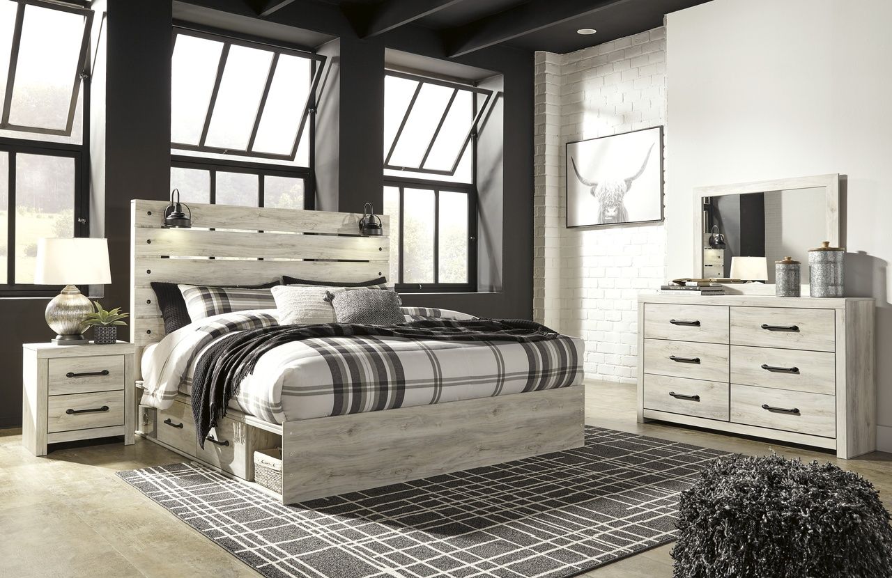 Cambeck Whitewash King Panel Bed with Double Underbed Storage B192B27