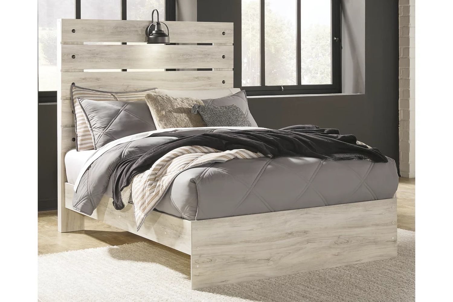 Cambeck Whitewash Full Panel Bed B192B3