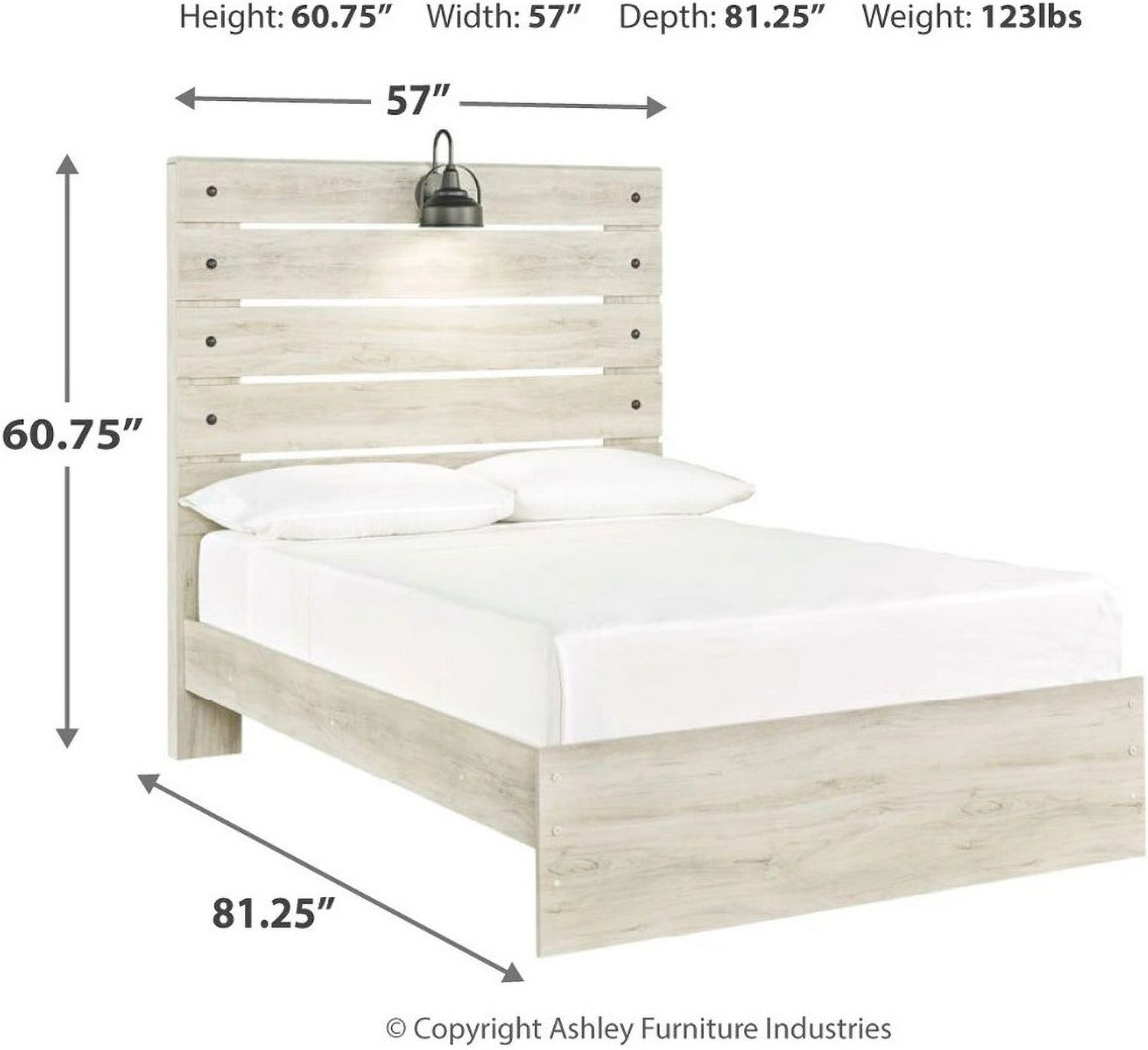 Cambeck Whitewash Full Panel Bed B192B3