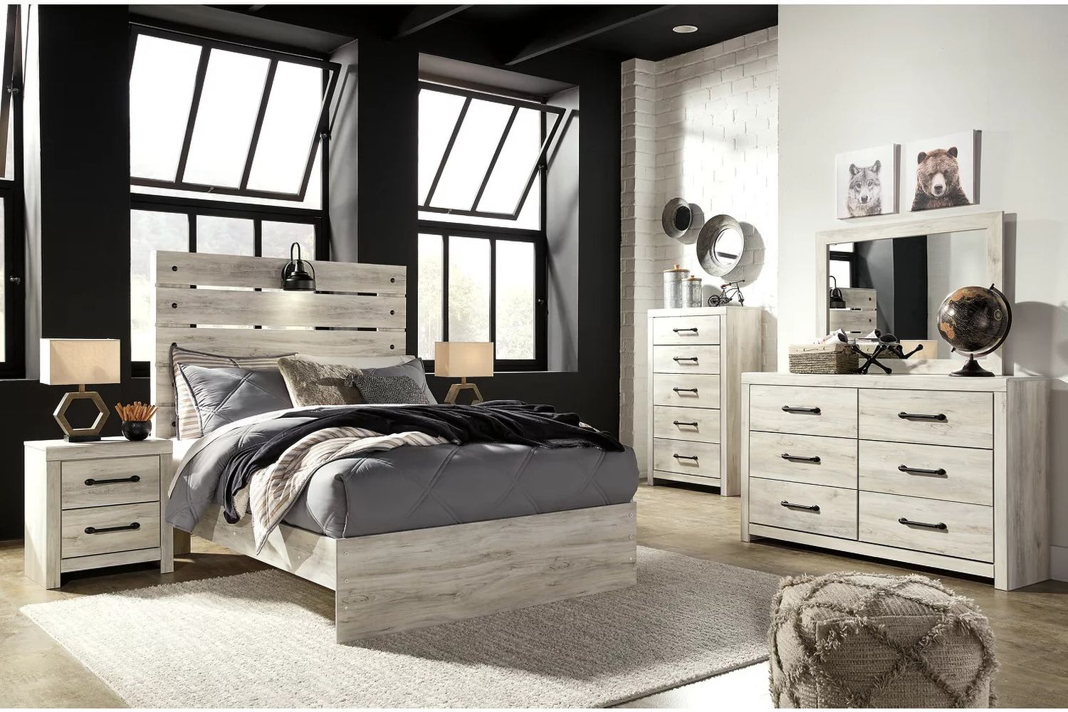 Cambeck Whitewash Full Panel Bed B192B3