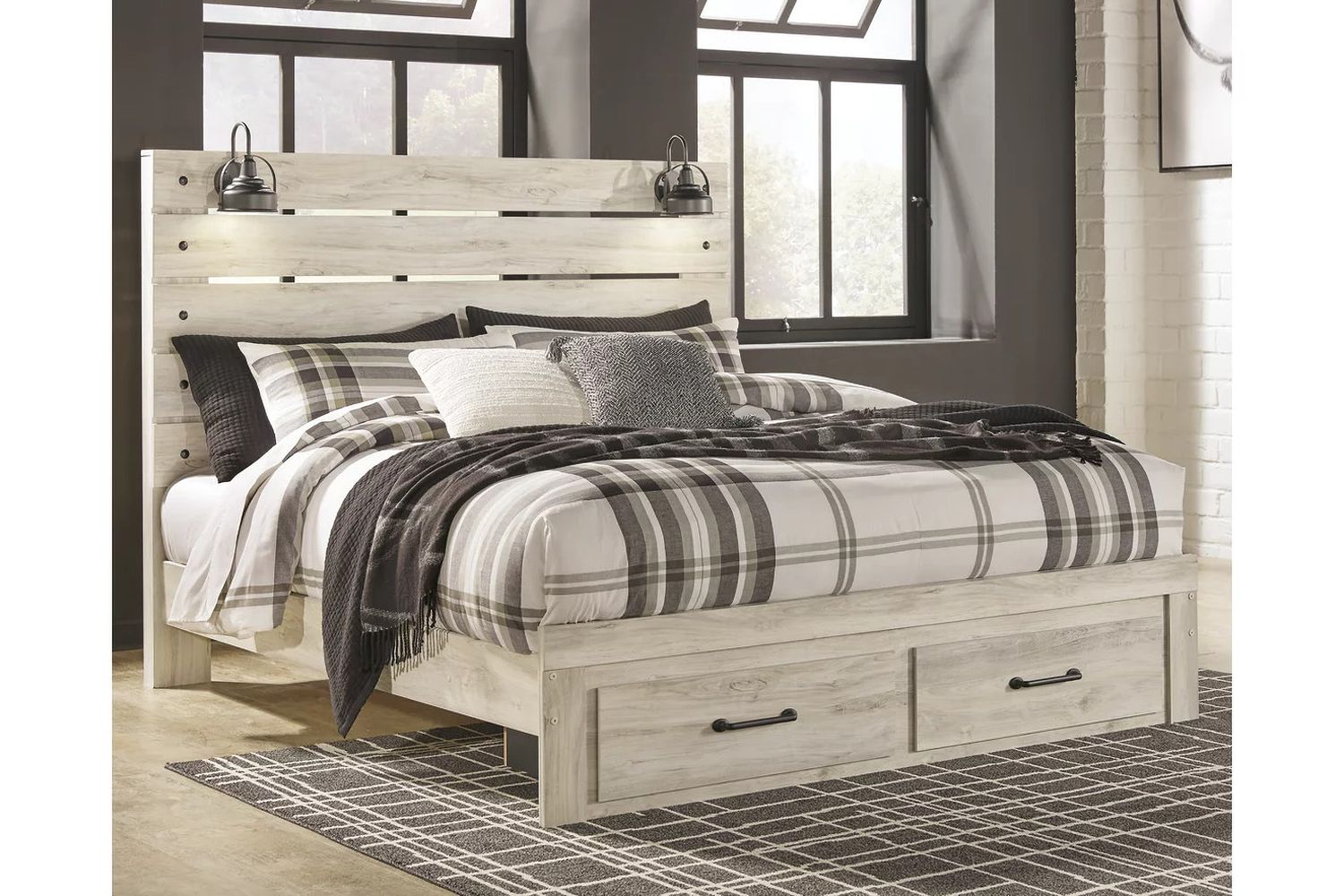 Cambeck Whitewash King Panel Storage Bed B192B31