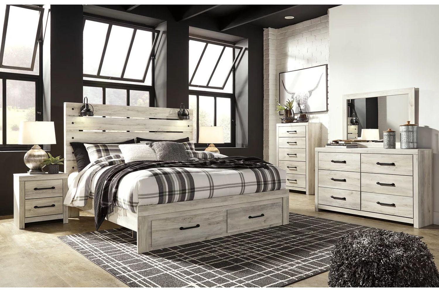 Cambeck Whitewash King Panel Storage Bed B192B31