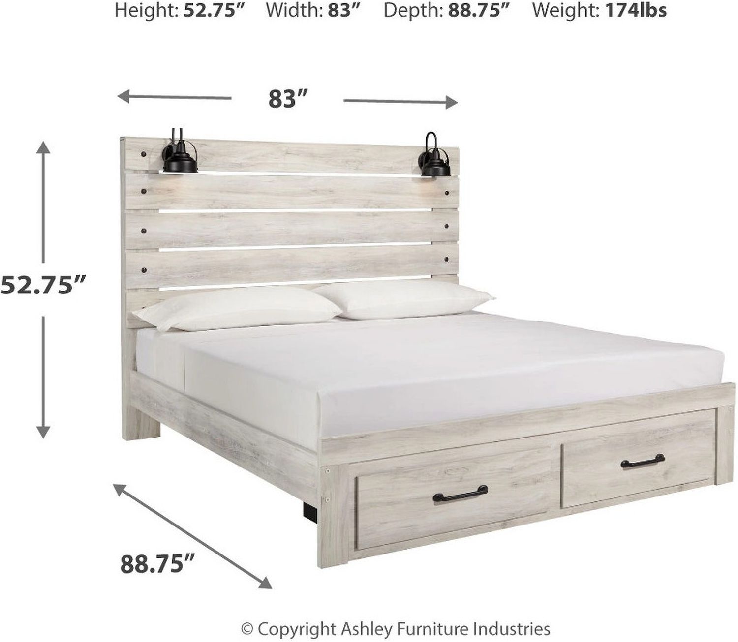 Cambeck Whitewash King Panel Storage Bed B192B31
