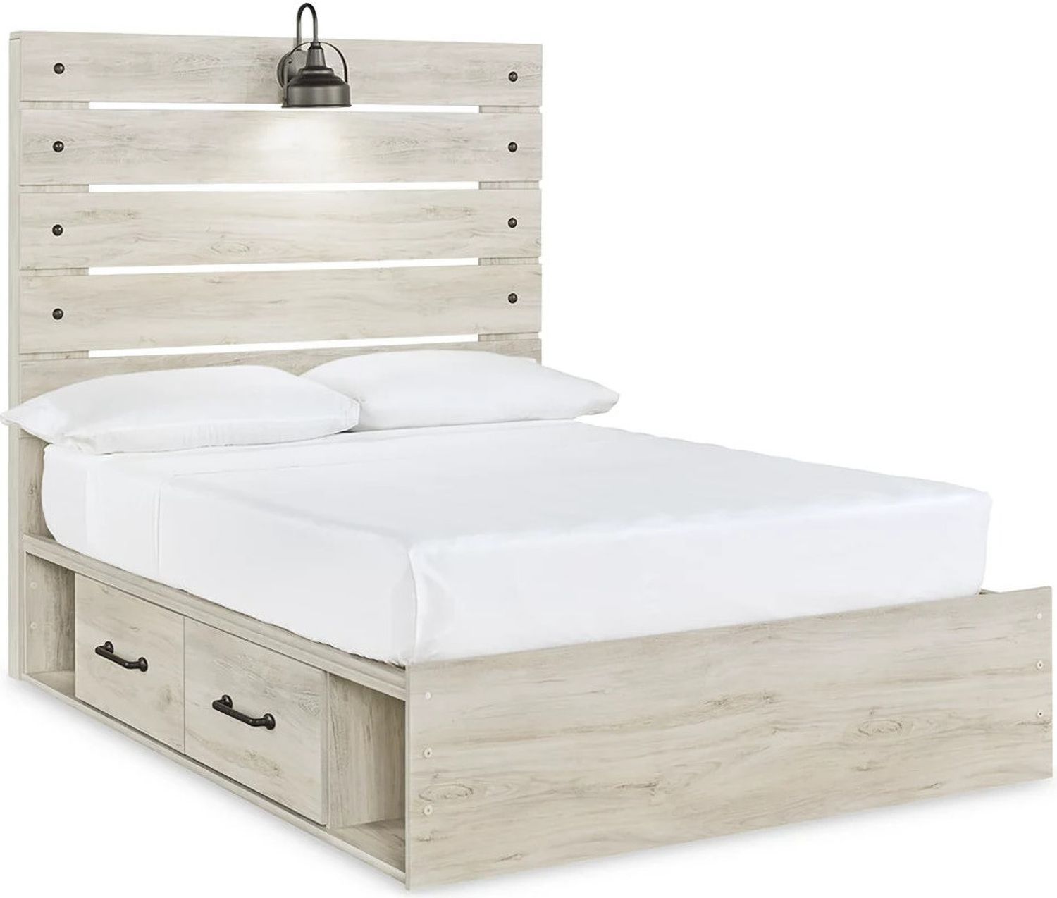 Cambeck Whitewash Full Panel Bed with Two Underbed Storage B192B34