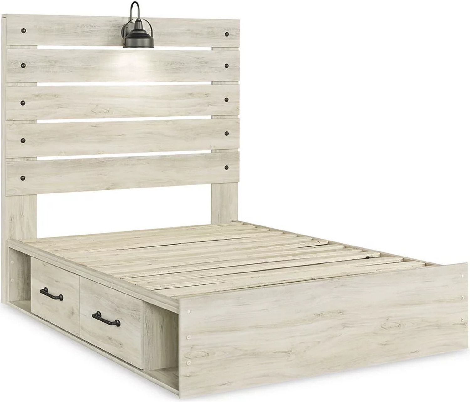 Cambeck Whitewash Full Panel Bed with Two Underbed Storage B192B34