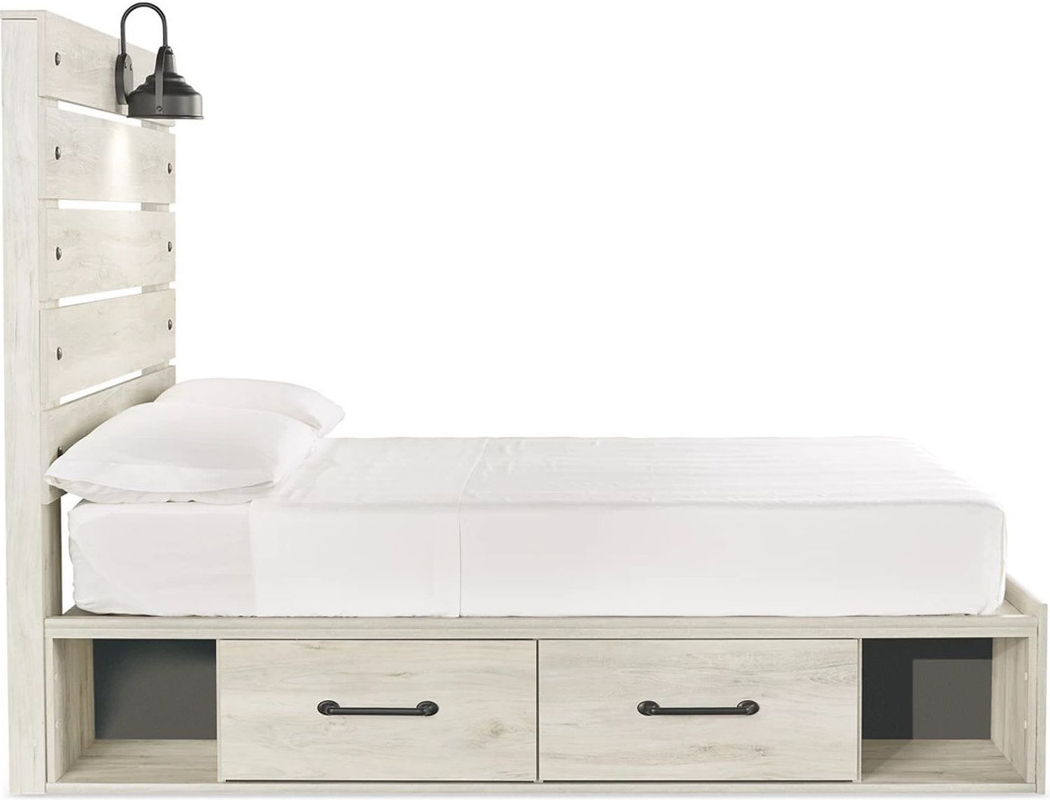 Cambeck Whitewash Full Panel Bed with Two Underbed Storage B192B34