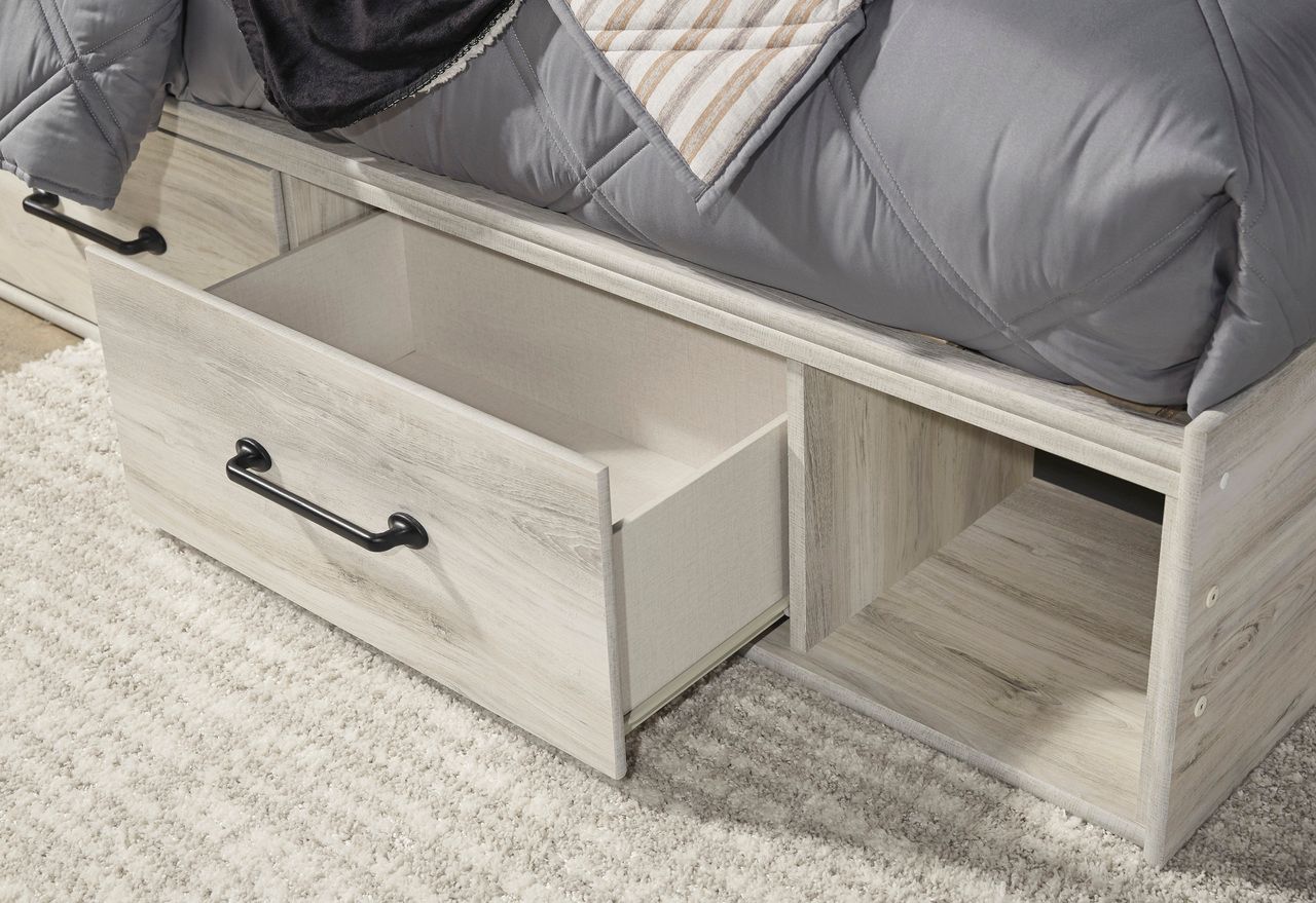 Cambeck Whitewash Full Panel Bed with Two Underbed Storage B192B34