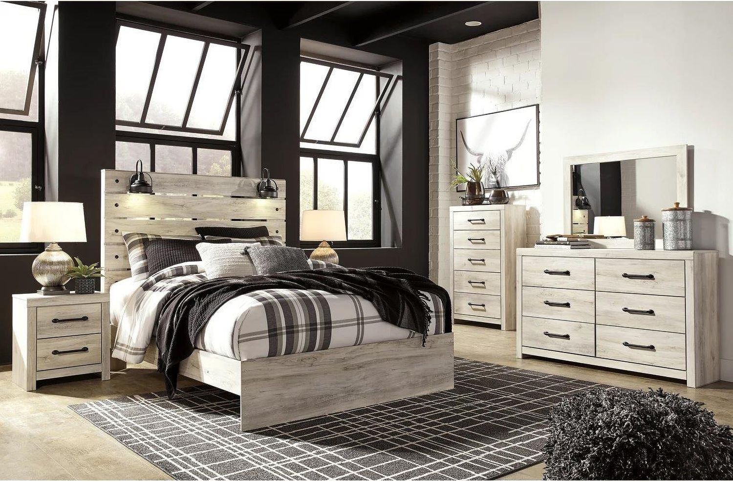 Cambeck Whitewash Queen Panel Bed B192B4