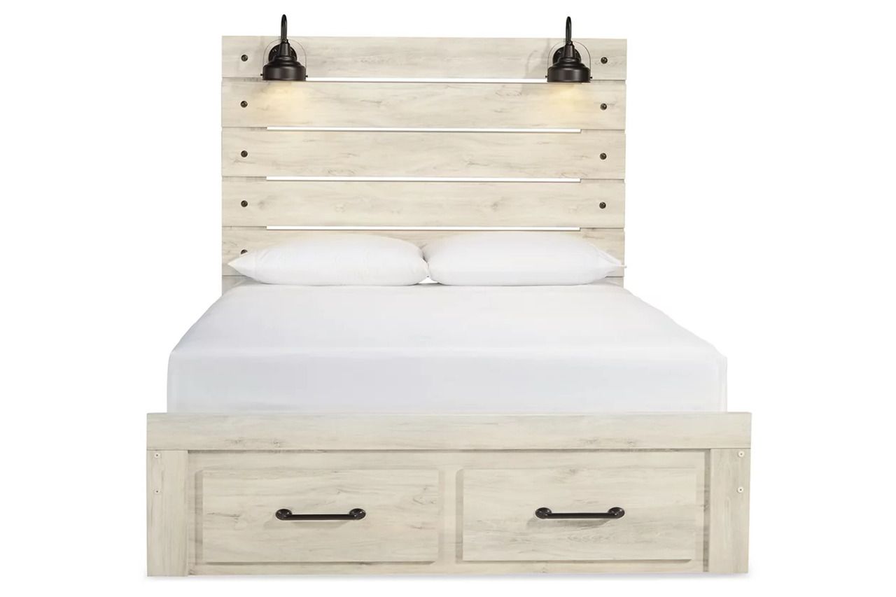 Cambeck Queen Panel Storage Bed In White Wash B192B61