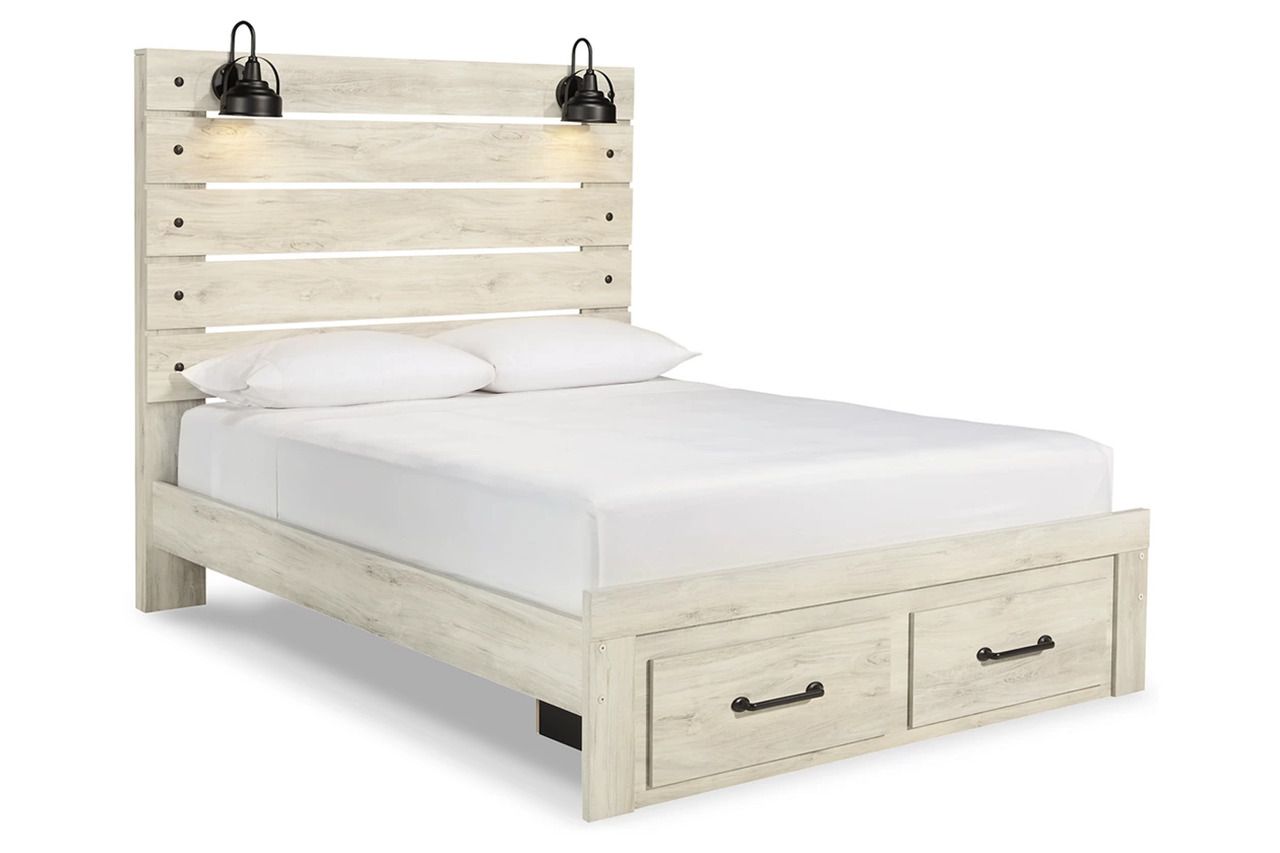 Cambeck Queen Panel Storage Bed In White Wash B192B61