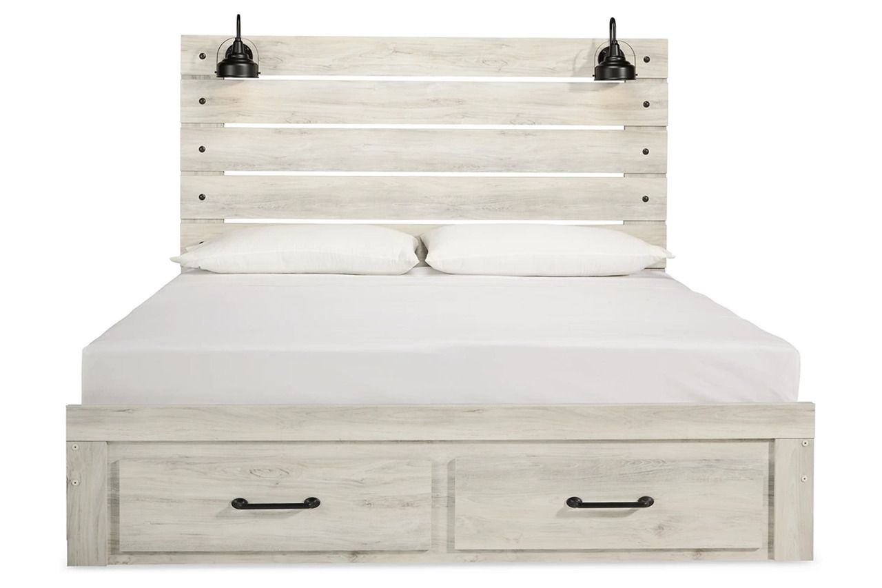 Cambeck King Panel Storage Bed In White Wash B192B63