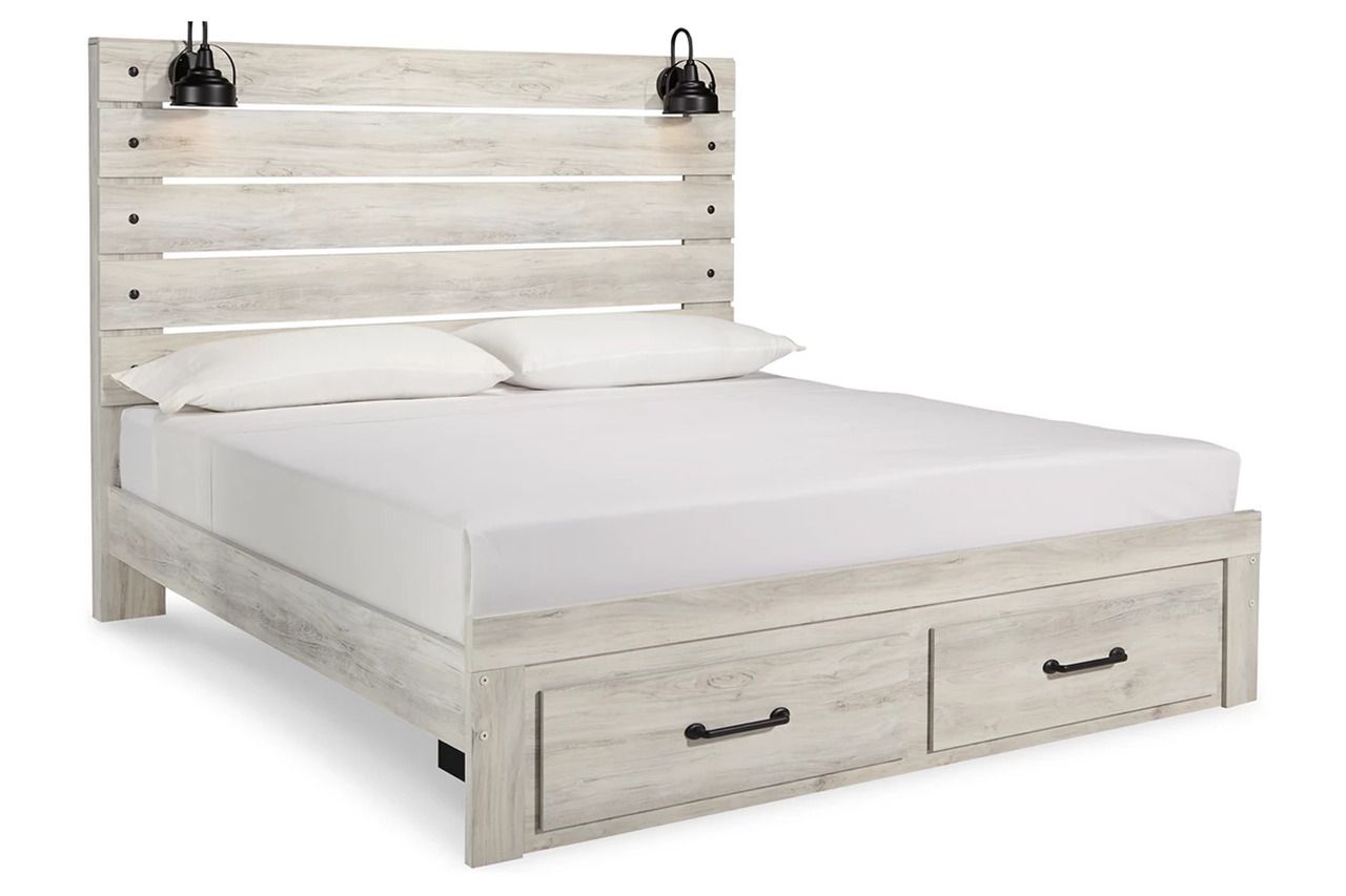 Cambeck King Panel Storage Bed In White Wash B192B63