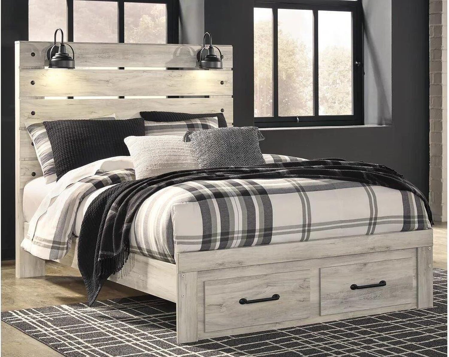 Cambeck Whitewash Queen Panel Storage Bed B192B8