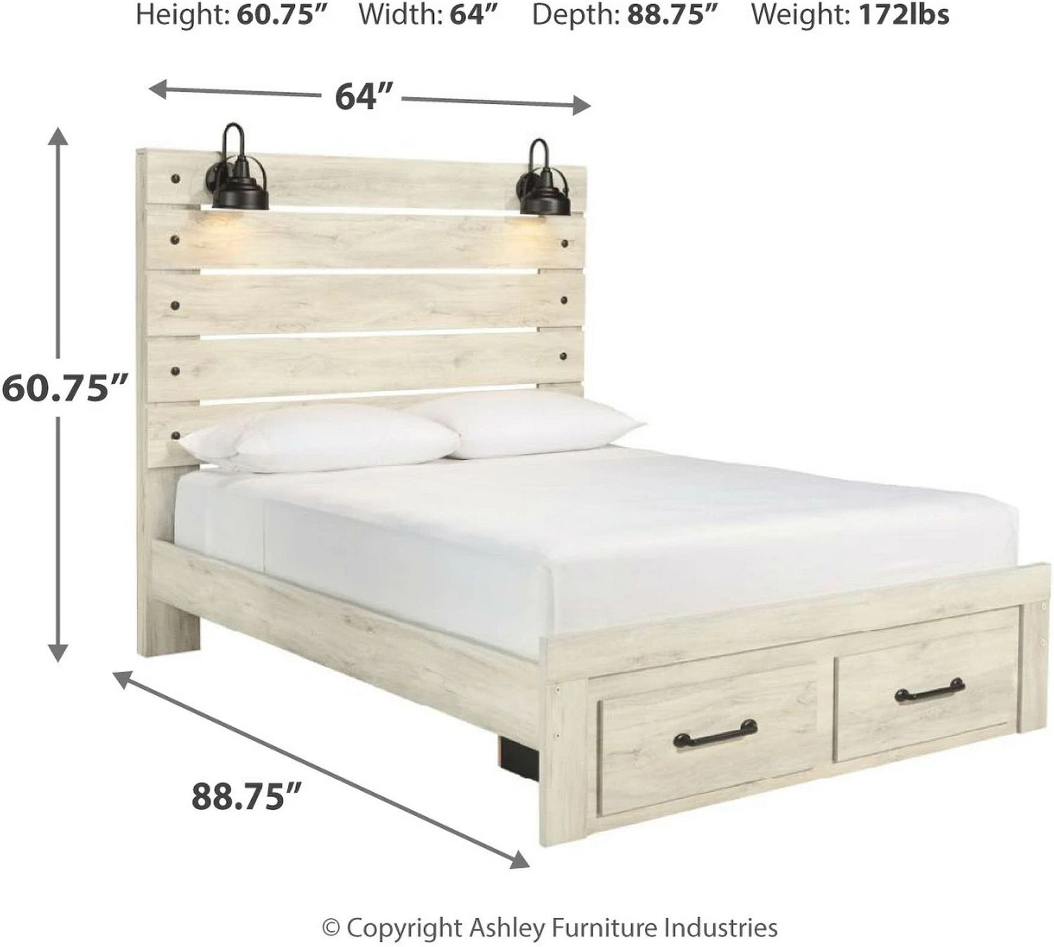 Cambeck Whitewash Queen Panel Storage Bed B192B8