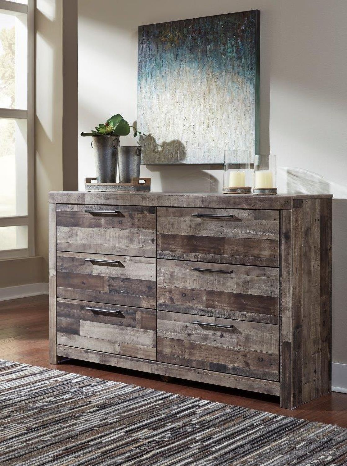 Derekson Multi Gray Six Drawer Dresser B20031