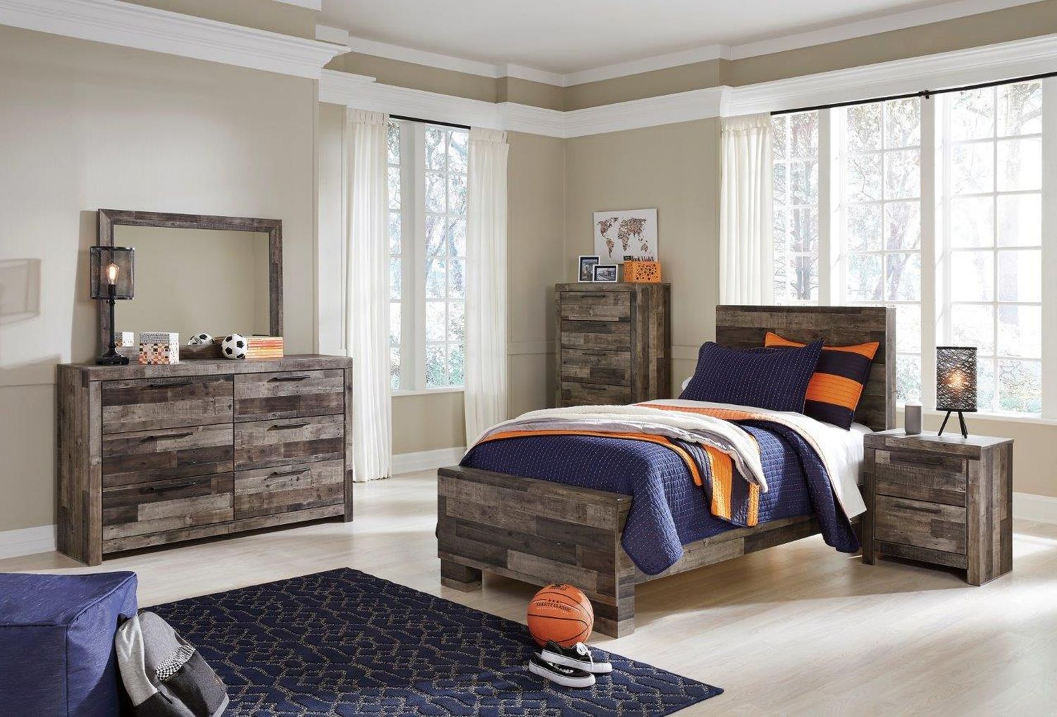 Derekson Multi Gray Six Drawer Dresser B20031