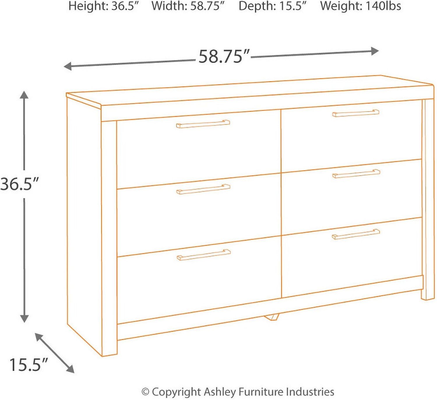 Derekson Multi Gray Six Drawer Dresser B20031